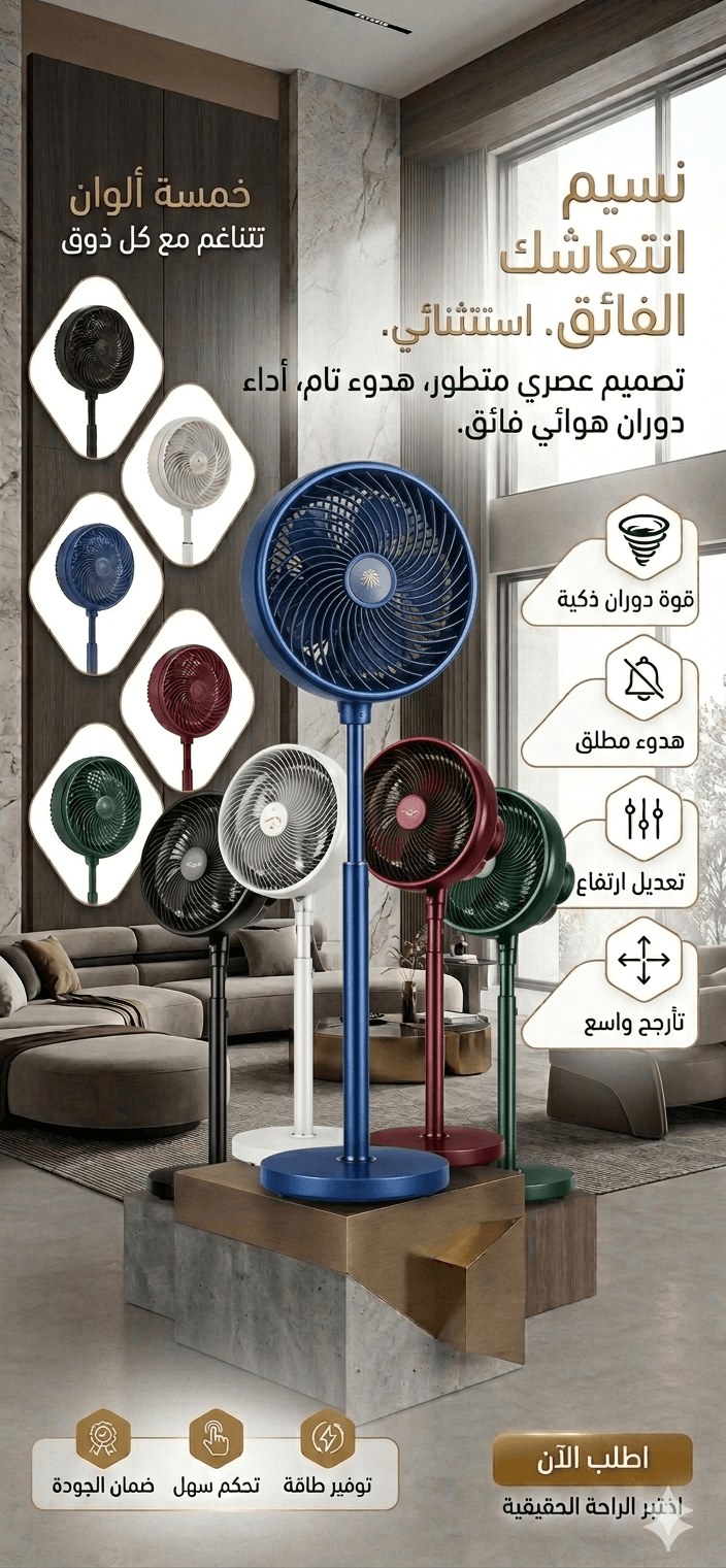 🌬️ مروحة Golden King – أناقة، قوة وانتعاش