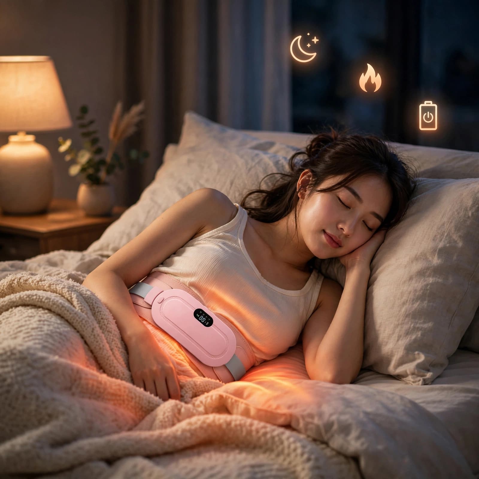 Coussin chauffant Portable menstruel pour soulagement de la douleur femme حزام هزاز ساخن لتسكين آلام الدورة الشهرية — 2